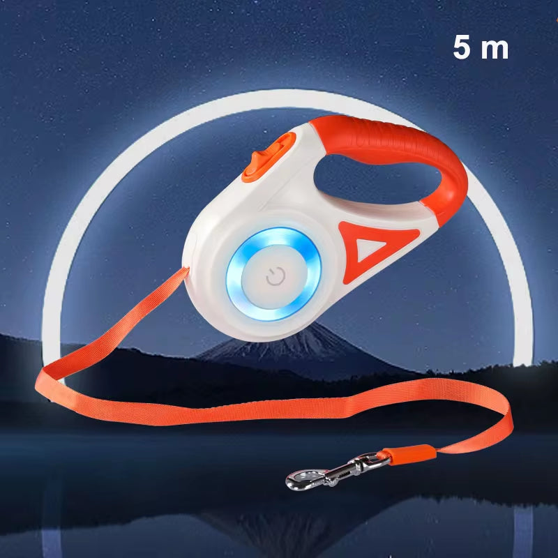 3M 5M Automatic Retractable Dog Leash LED Luminous Leading Fashion Light Straps for Dog Puppy Pet Flexi Walking Running Lead