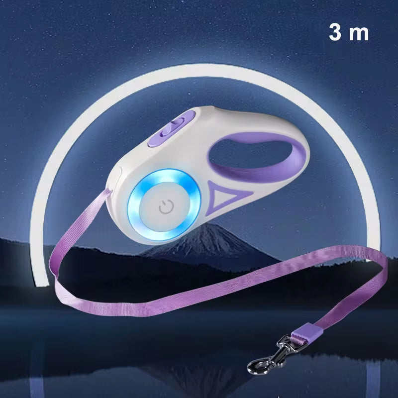 3M 5M Automatic Retractable Dog Leash LED Luminous Leading Fashion Light Straps for Dog Puppy Pet Flexi Walking Running Lead