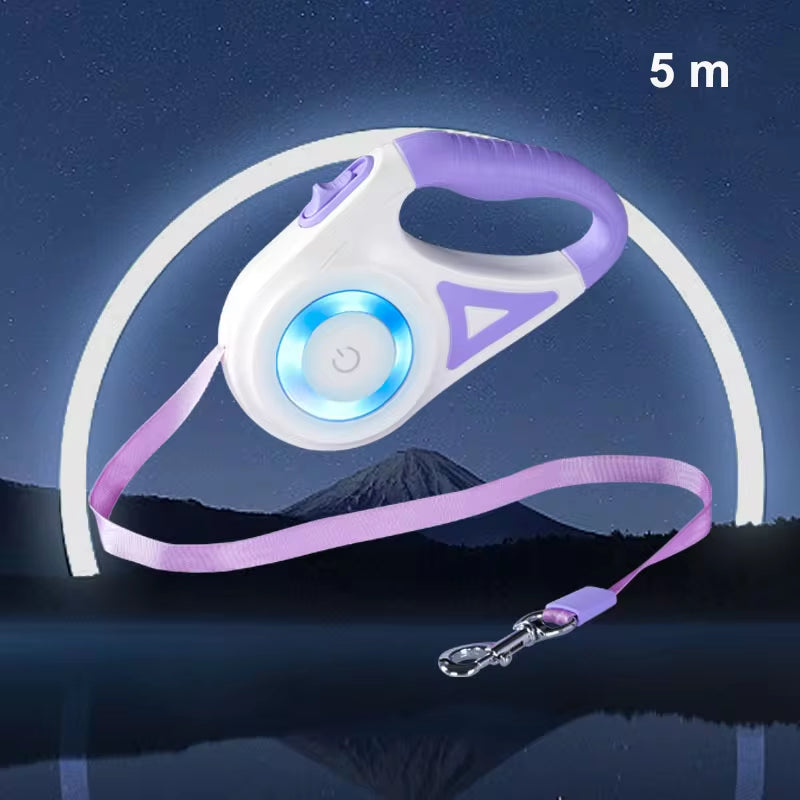 3M 5M Automatic Retractable Dog Leash LED Luminous Leading Fashion Light Straps for Dog Puppy Pet Flexi Walking Running Lead