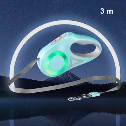 3M 5M Automatic Retractable Dog Leash LED Luminous Leading Fashion Light Straps for Dog Puppy Pet Flexi Walking Running Lead